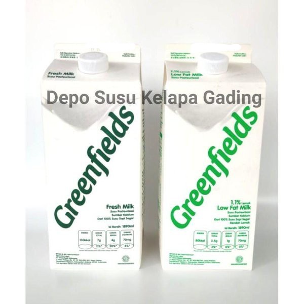 Susu Greenfields Fresh Milk / Low fat 1.89L | Greenfield 1,89L 1890 1.89 1,89 L Full Cream Segar 2L