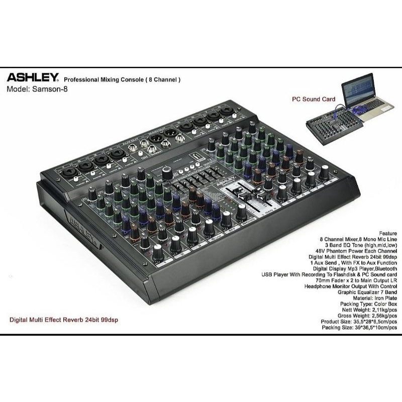 Mixer ASHLEY SAMSON8 SAMSON 8 Original Mixer Audio ASHLEY SAMSON-8 Mixer 8 Channel