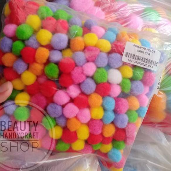 

NAC ☺ Pompom 15mm isi 500 bh pom-pom kecil polos Model Baru