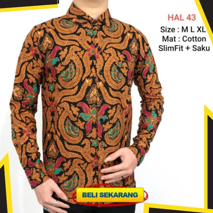 KEMEJA BAJU BATIK PRIA SLIM FIT MODERN COLINDION MEWAH SLIMFIT LB99