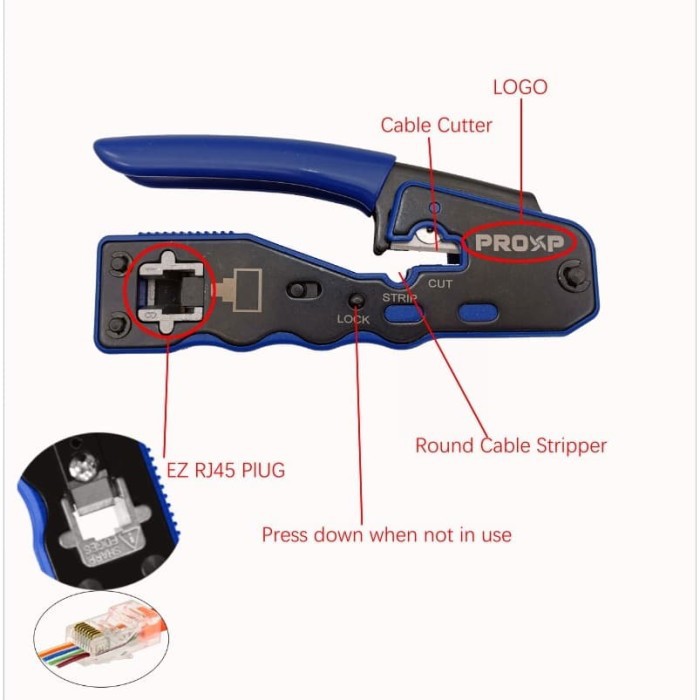 PROXP CTZS1-02 RJ45 CAT5 CAT6 EZ CRIMPING TOOL | Alat Krimping | Tang Krimping