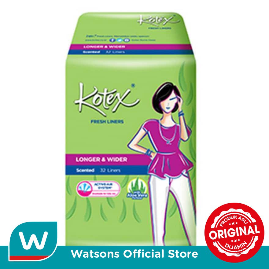 (Original) Kotex Fresh Liner Longer & Wider Aloe 32's Exp Lama Termurah