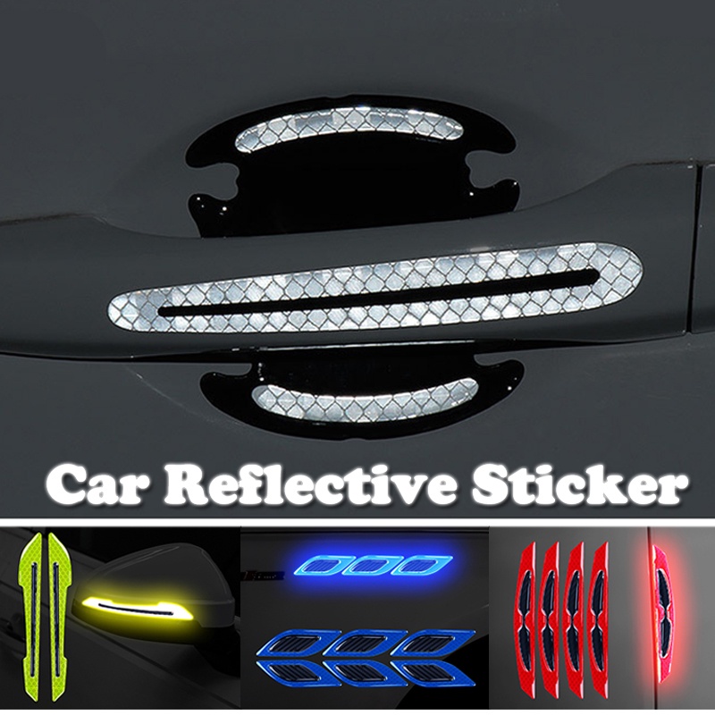 Sticker Reflector Car Reflective Stiker Mobil Safety Warning Sign Decal Car Spion Mirror Reflektif Strips Car Accessories