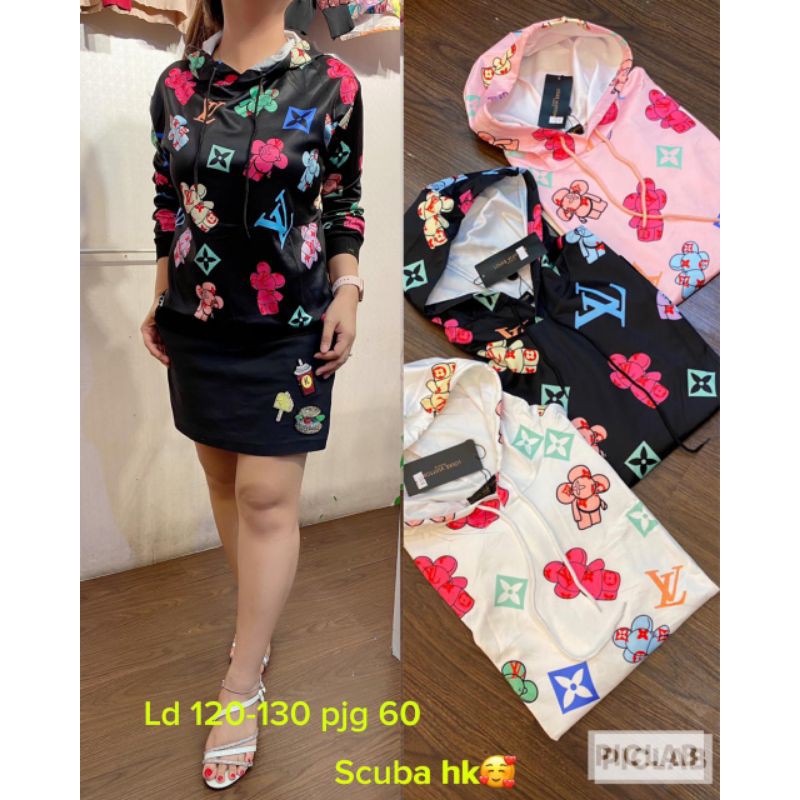 Sweater Lv hoodie bahan Scuba all size