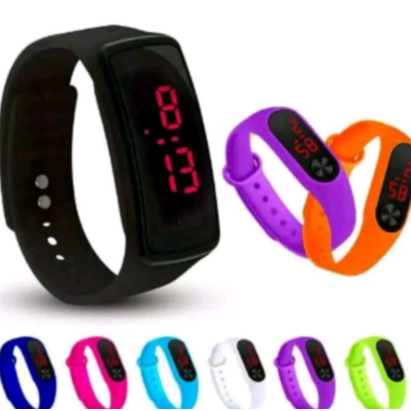 MESIN JAPAN JAM TANGAN PRIA WANITA RUBBER DIGITAL LED