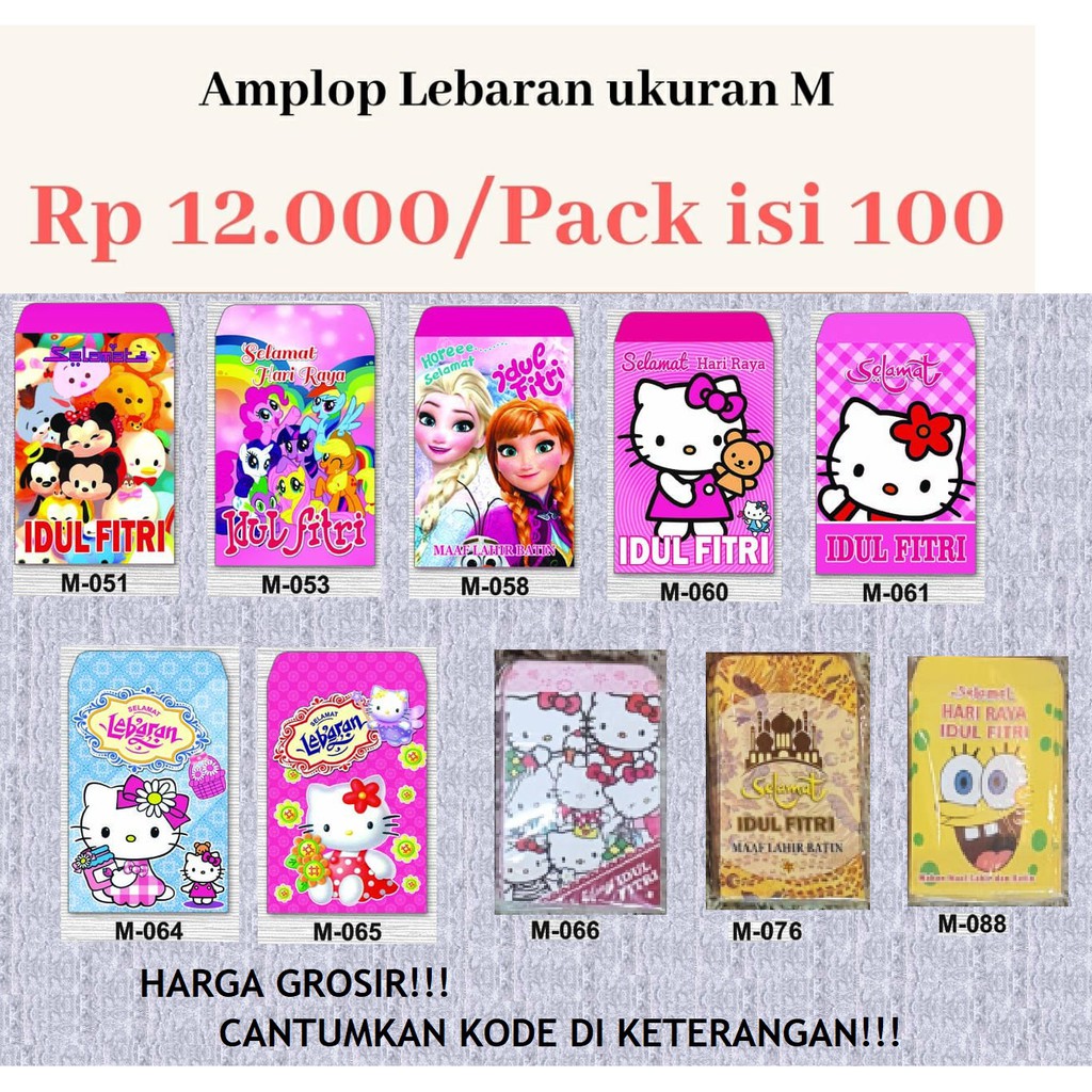 

Amplop Idul Fitri / Lebaran anak-anak ukuran M 100 Lembar