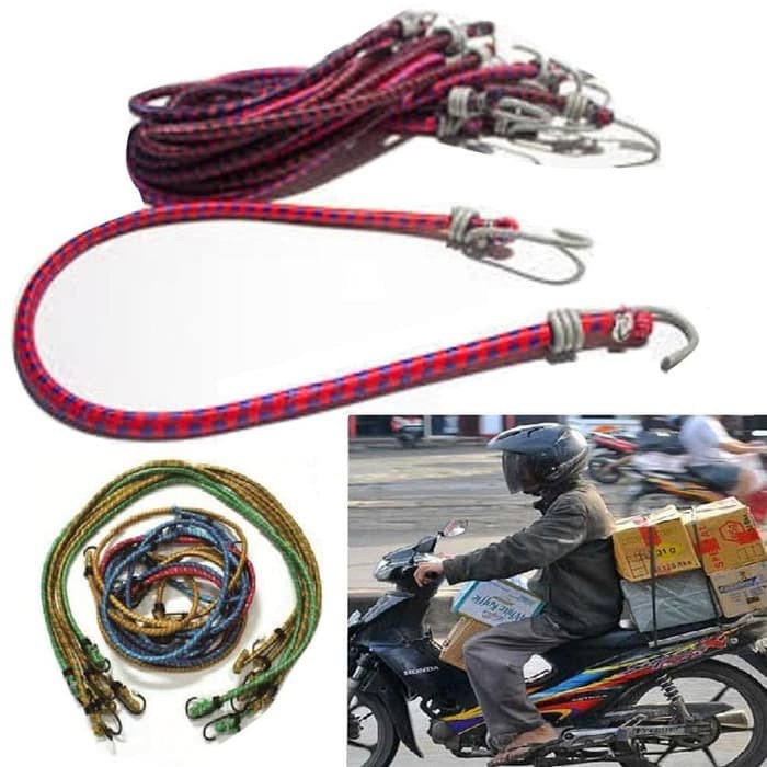 COD ✅ Tali bagasi motor pengikat barang di motor Strap Bungee Cord With Hook 100 cm