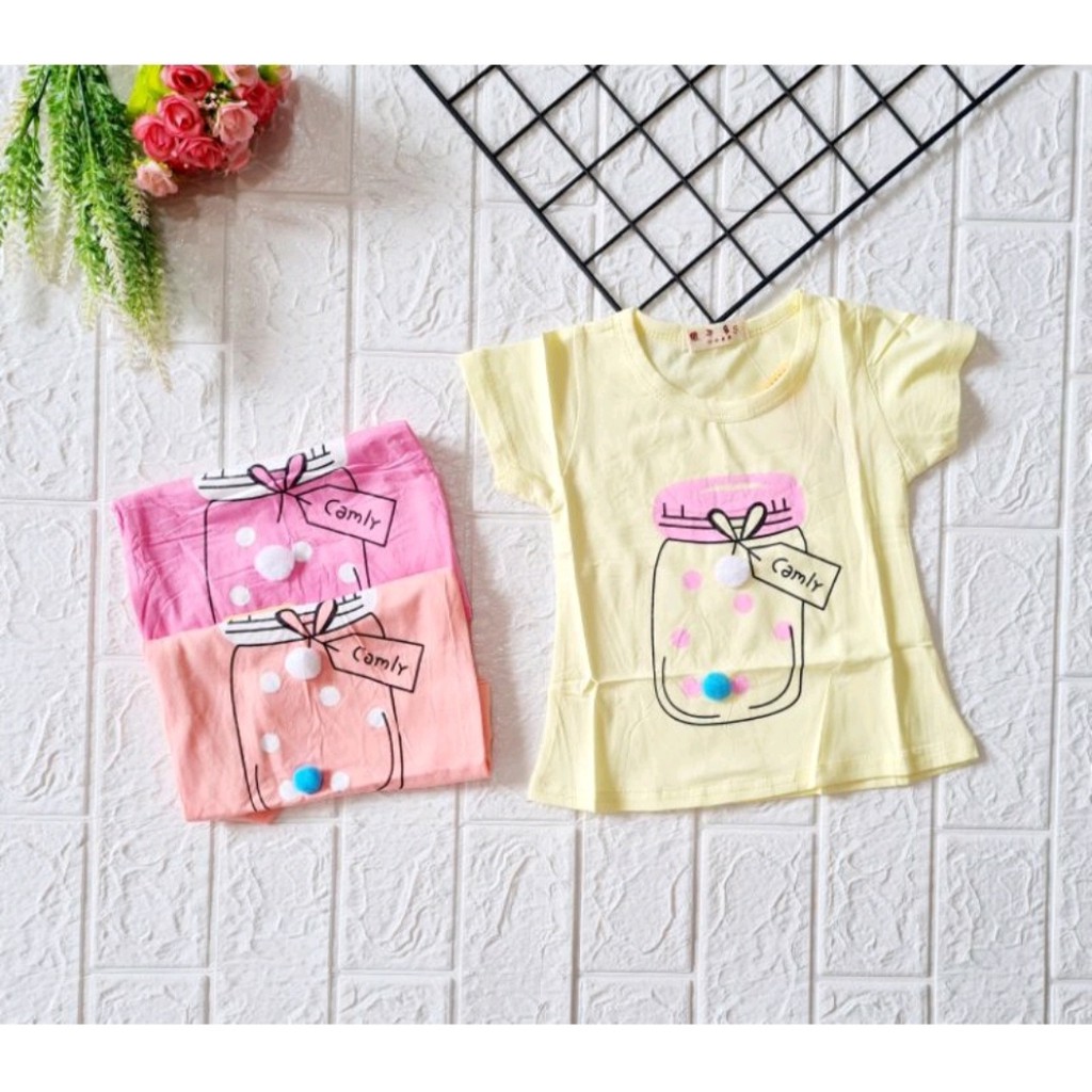 Paket 4 Pics Kaos Anak Bayi Perempuan Umur 3 Bulan - 3 Tahun Kaos Anak Import Premium