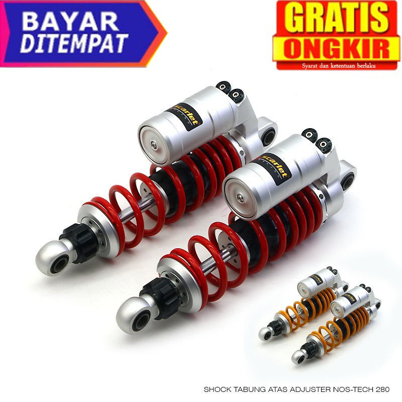 Shock Tabung Atas Adjuster Nos Tech Uk 280 mm monoshock , shock tabung , shock belakang , shock