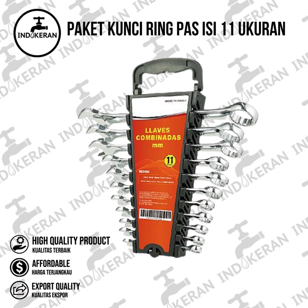 INDOKERAN - Paket Kunci Ring Pas Isi 11 Pcs