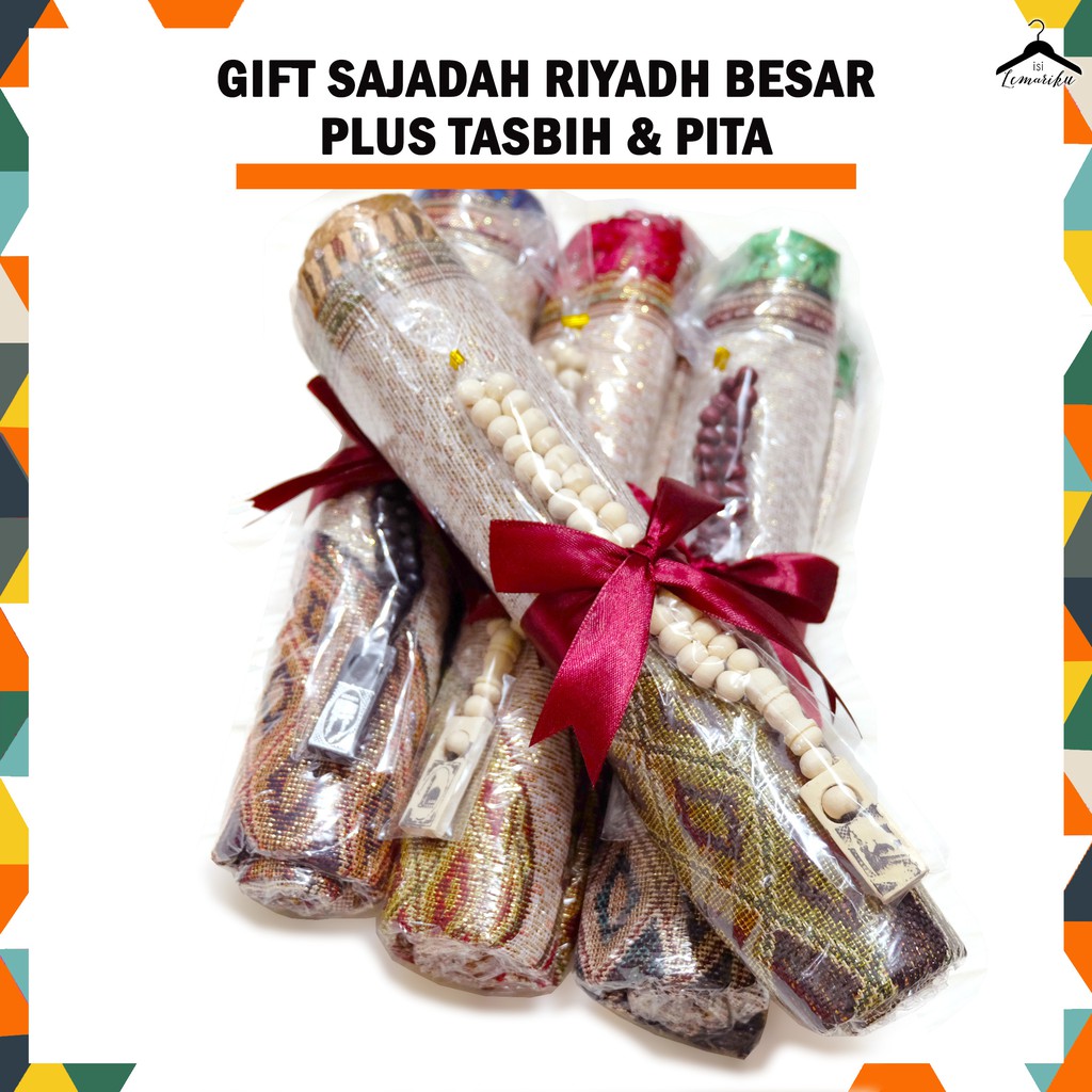 GIFT ROLL Sajadah RIYADH Besar Free Tasbih Souvenir Pernikahan / Hampers Sajadah