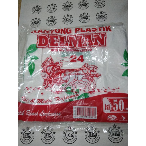 50pcs HD Delman 24 RAMAH LINGKUNGAN Kantong Kresek Plastik Go Green Save Planet Ukuran