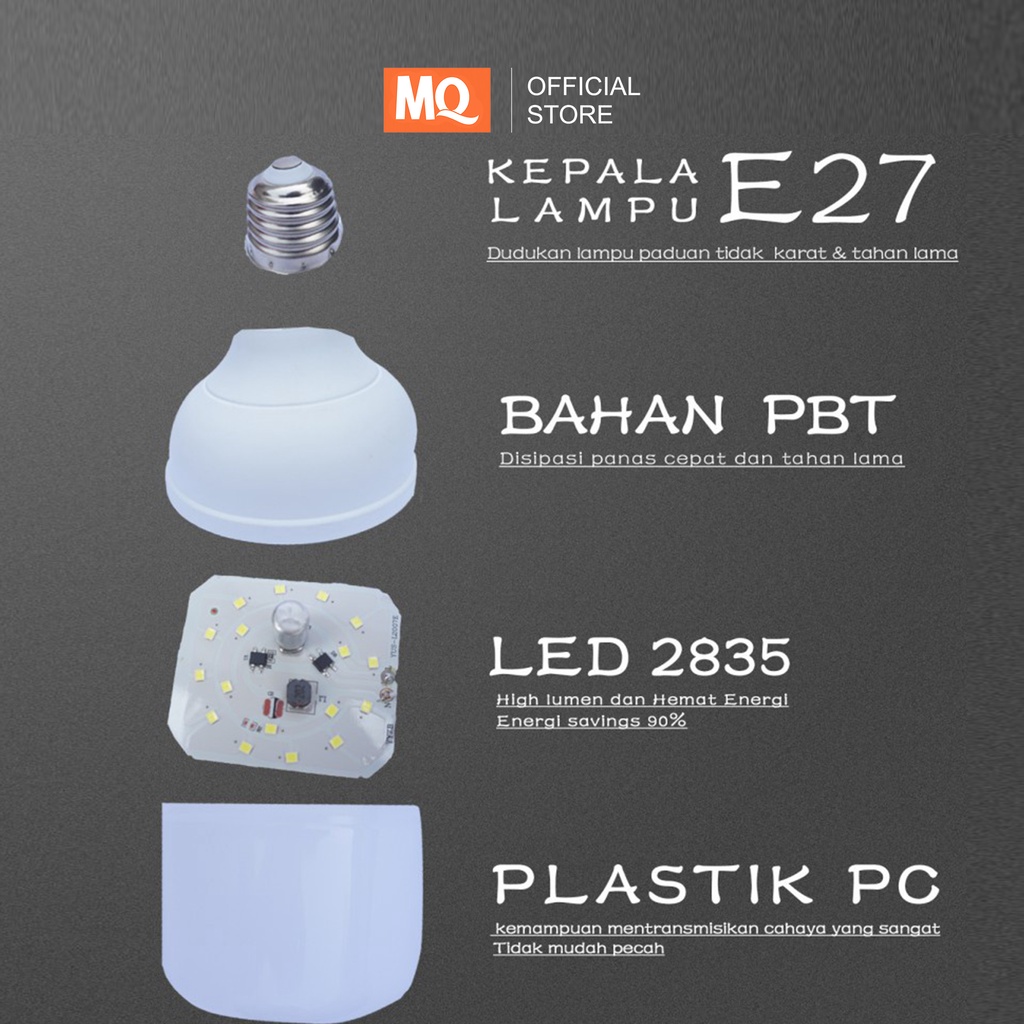 MQ Lampu LED Bulb Jumbo Tabung Platinum Super Terang 10W, 15W, 20W ,30W