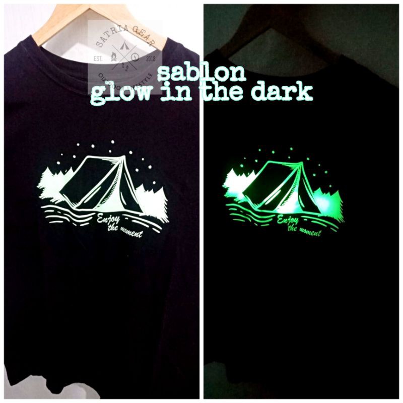 Sablon kaos satuan custom sablon glow in the dark desain bebas
