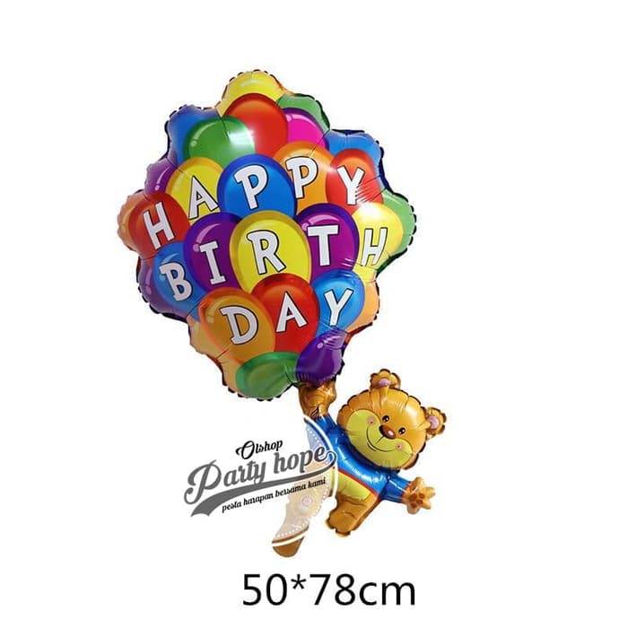 PEHOP1391 Balon Foil HBD Bear Balon Beruang ultah bear foil HBD balon bear