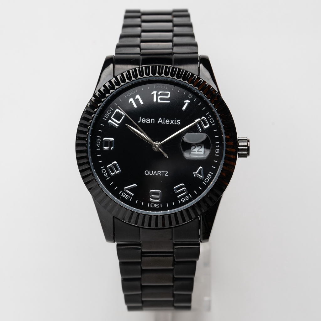 Jam Tangan Rantai Pria Cowok Anti Air Jean Alexis Prestige JA120 Datejust Black Dial - Pria (38mm)