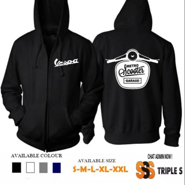 HOODIE ZIPPER/JAKET RESLETING VESPA RETRO SCOOTER GARAGE HOODIE VESPA