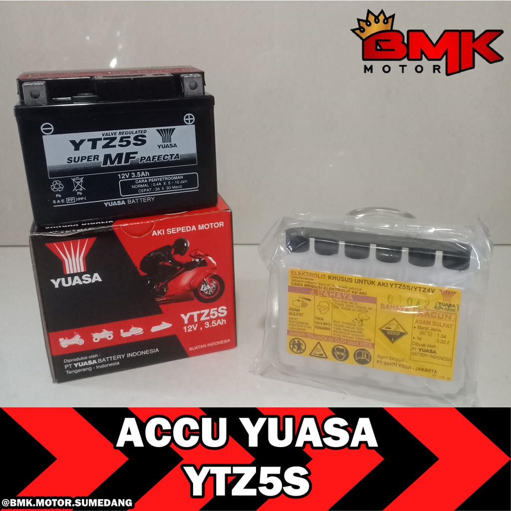ACCU AKI MOTOR YUASA YTZ5S MF KERING AKI MOTOR VIXION, VARIO, BEAT, SCOOPY, MIO