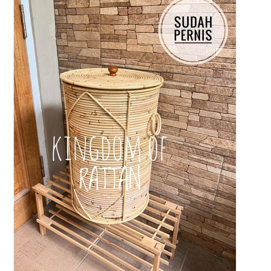 Star (COATING MENGKILAT) laundry bag rotan alami/laundry bag aesthetic kekinian/keranjang baju kotor