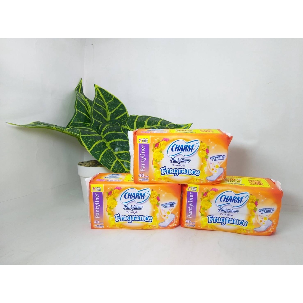 Charm Pantyliner Pure Style Fragrance Ylang Ylang Isi 40 Pads Pembalut Wanita Charm Original