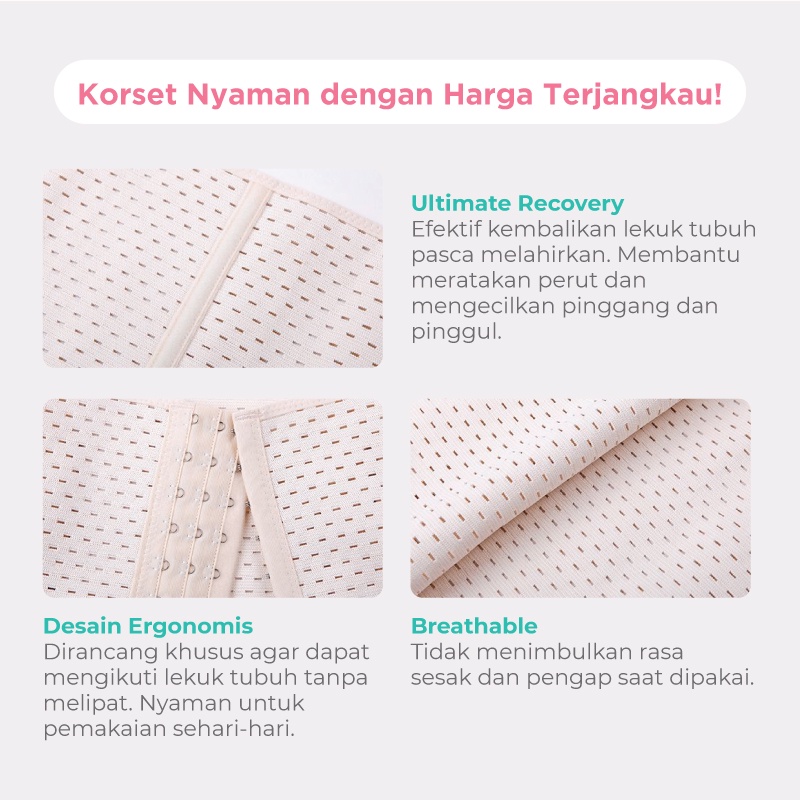 Korset Melahirkan | MOOIMOM Breathable Boned Corset - Korset Pelangsing Pasca Melahirkan (Nude)