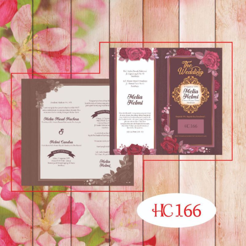 

Undangan Pernikahan Simple Elegan dan Murah Seri HC 166