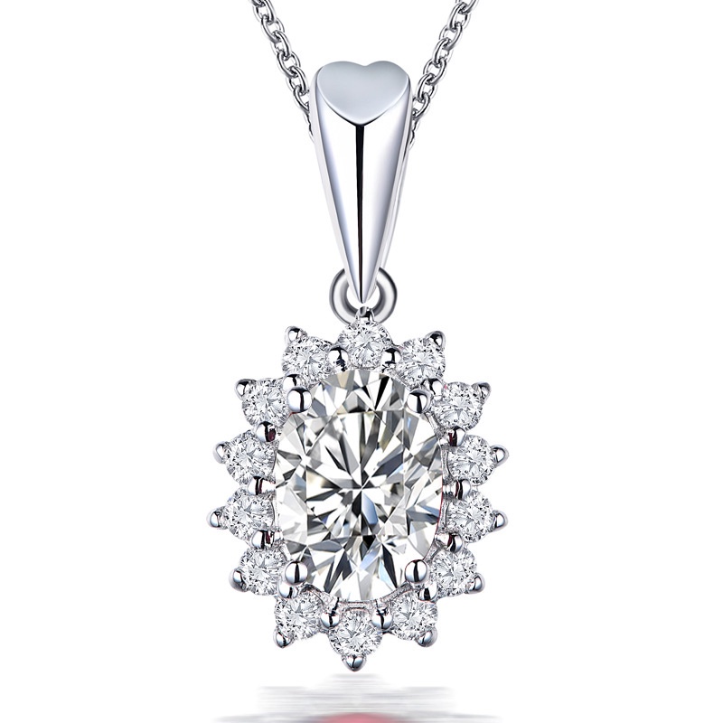 [Ready Stock]Fashion Inlaid Ruby Full Diamond Pendant Necklace