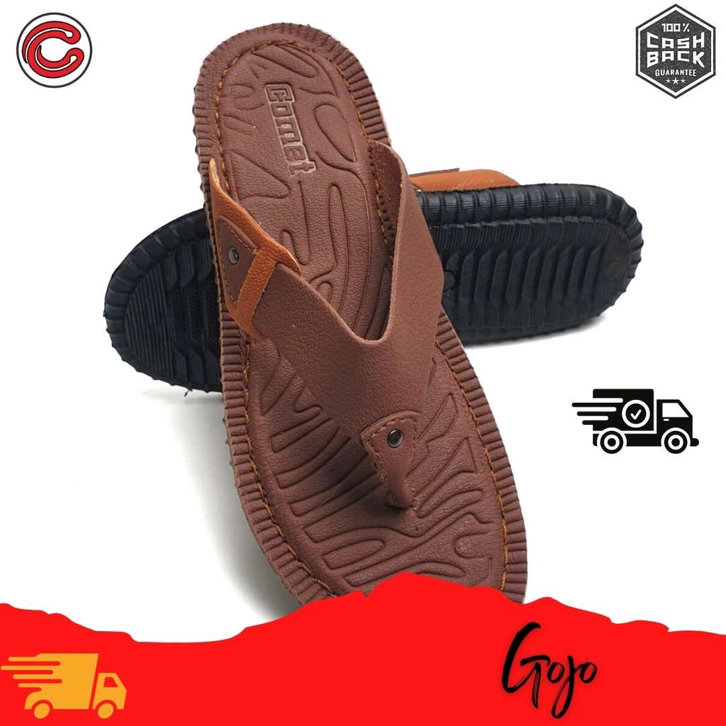 Sandal Pria COMET - Sendal Pria Dewasa, Sandal Jepit Kulit Pria Dewasa, Sandal Jepit Kulit Asli Pria