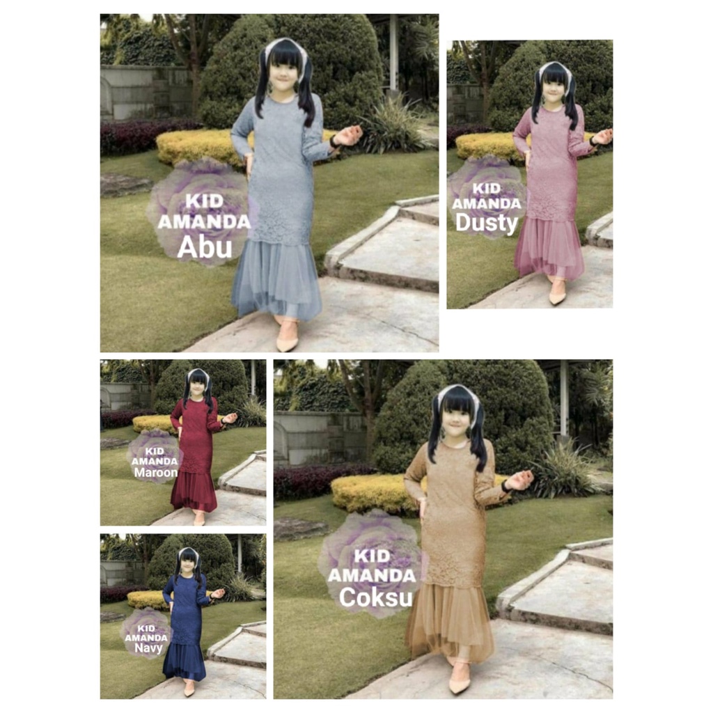 Pakaian Muslim Anak Wanita Murah Kekinian/Maxi Amanda Kid Size S-M-L/Matt Brokat Glitter Mix Tille Tutu