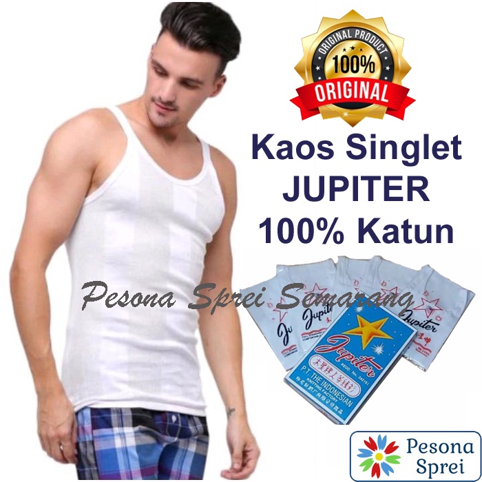 PAKAIAN DALAM PRIA / KAOS DALAM PRIA KATUN / KAOS OBLONG JUPITER / PUTIH POLOS /KAOS SINGLET JUPITER
