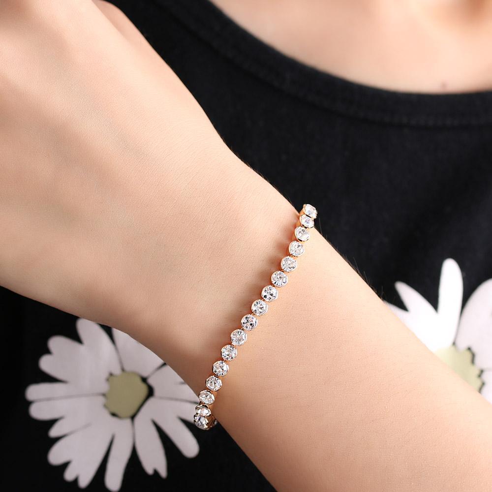 Top Shiny Bracelets Luxury Silver/Gold Rantai Tangan Kristal Austria