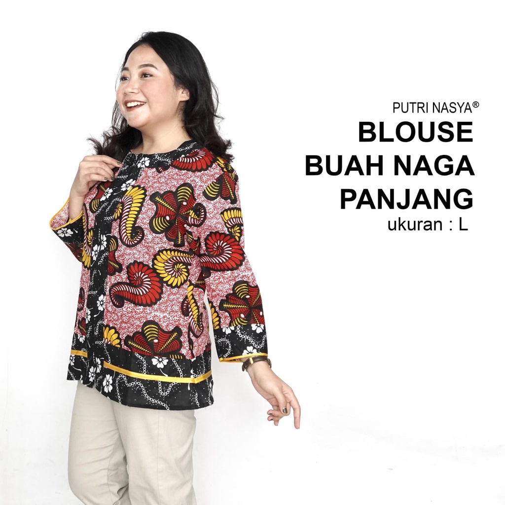 Blouse Big Size Wanita Atasan Batik Lengkap S-M-L-XL-2L-3L-4L-5L-6L-7L Model Blus Jumbo Seragam Batik / Atasan Formal Kantor Wanita Kerja / Pakaian Batik Kekinian LD 140