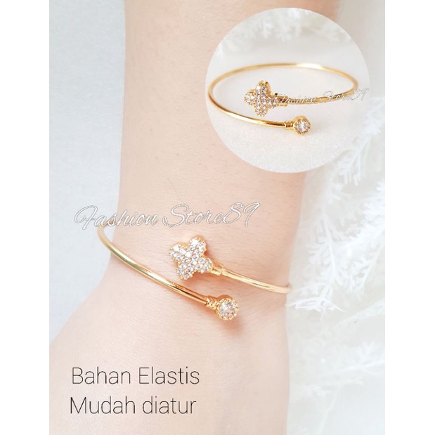 Gelang Fashion Bangle elastis kombinasi Branded Permata Tanam Gelang Dewasa Lapis Emas Impor Yaxiya bestquality