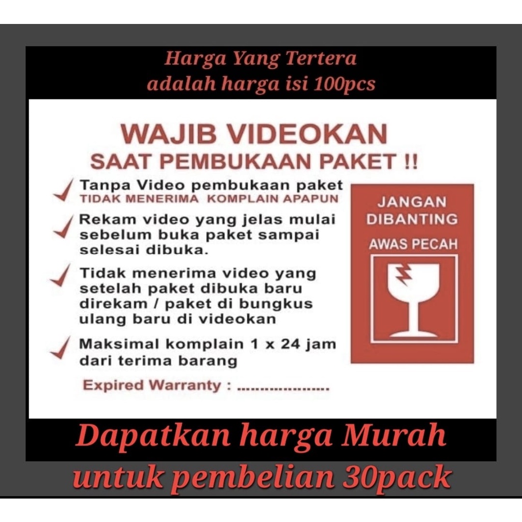 stiker unboxing tempelan label video buka paket product online