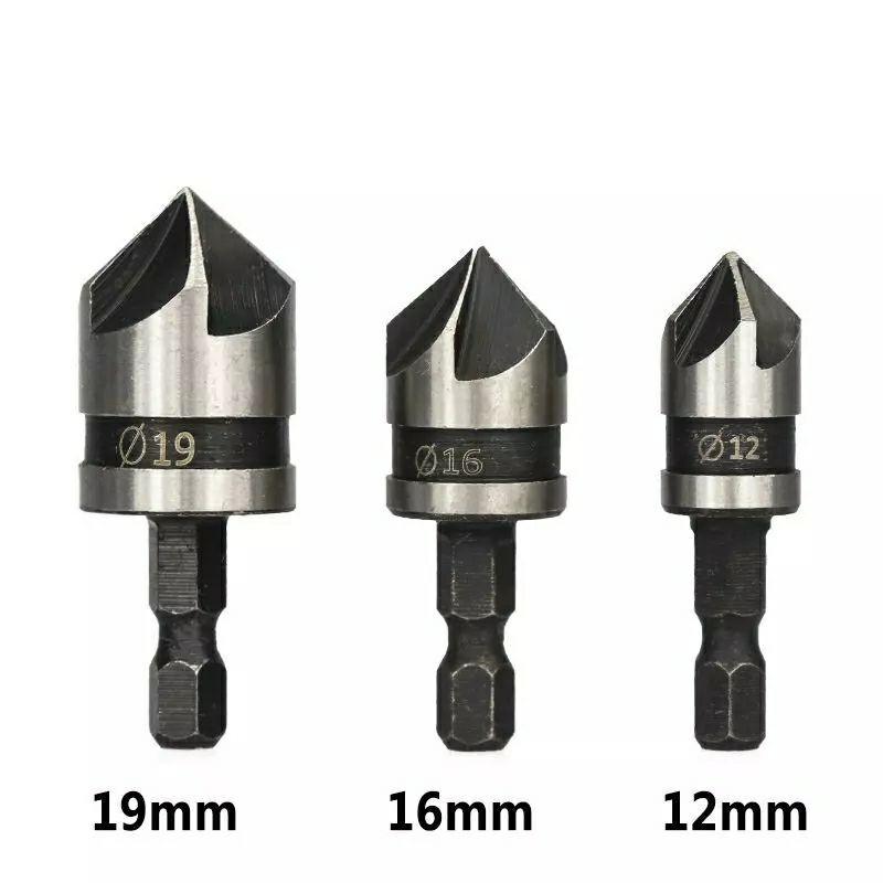 Set 3pcs Mata Bor Besi Countersink Lubang Kepala Sekrup Baut