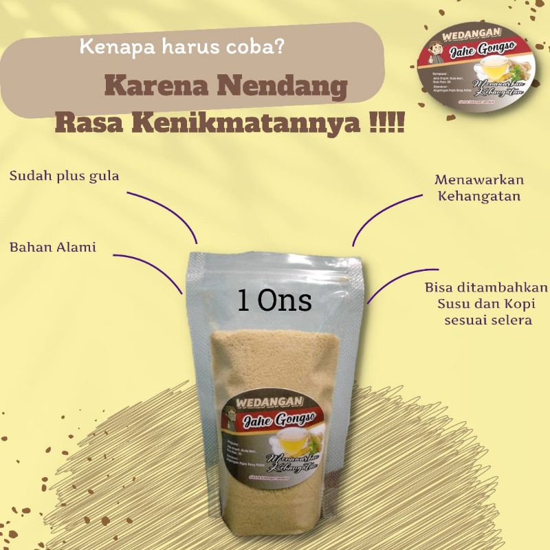 

Wedangan Jahe Gongso (Bisa COD)/1 Ons