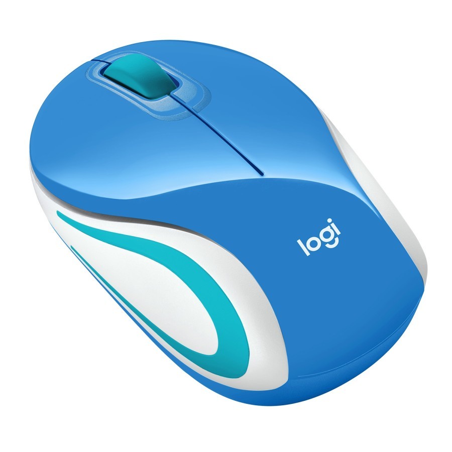 Blue MOUSE MINI WIRELESS LOGITECH M187 BLUE 100% Original BIRU RESMI