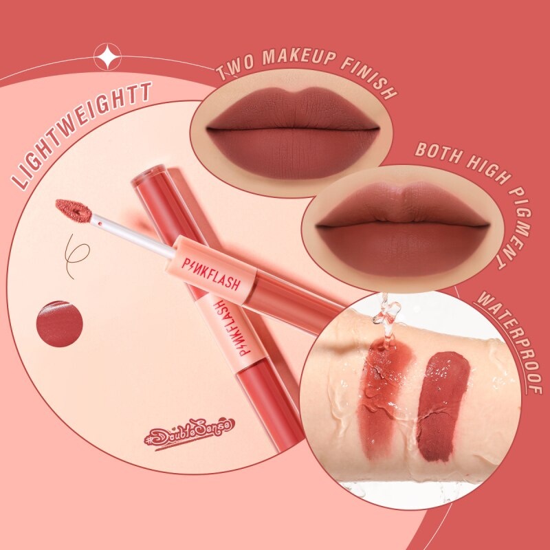 Pinkflash Lipcream DoubleSense  2In1 Duo Lipstick Velvet Pinkflash Lipcream Pinkflash Lipstick Pinkflash Lipstik Pinkflash Lipmatte Pinkflash Lip Velvet Pink Flash