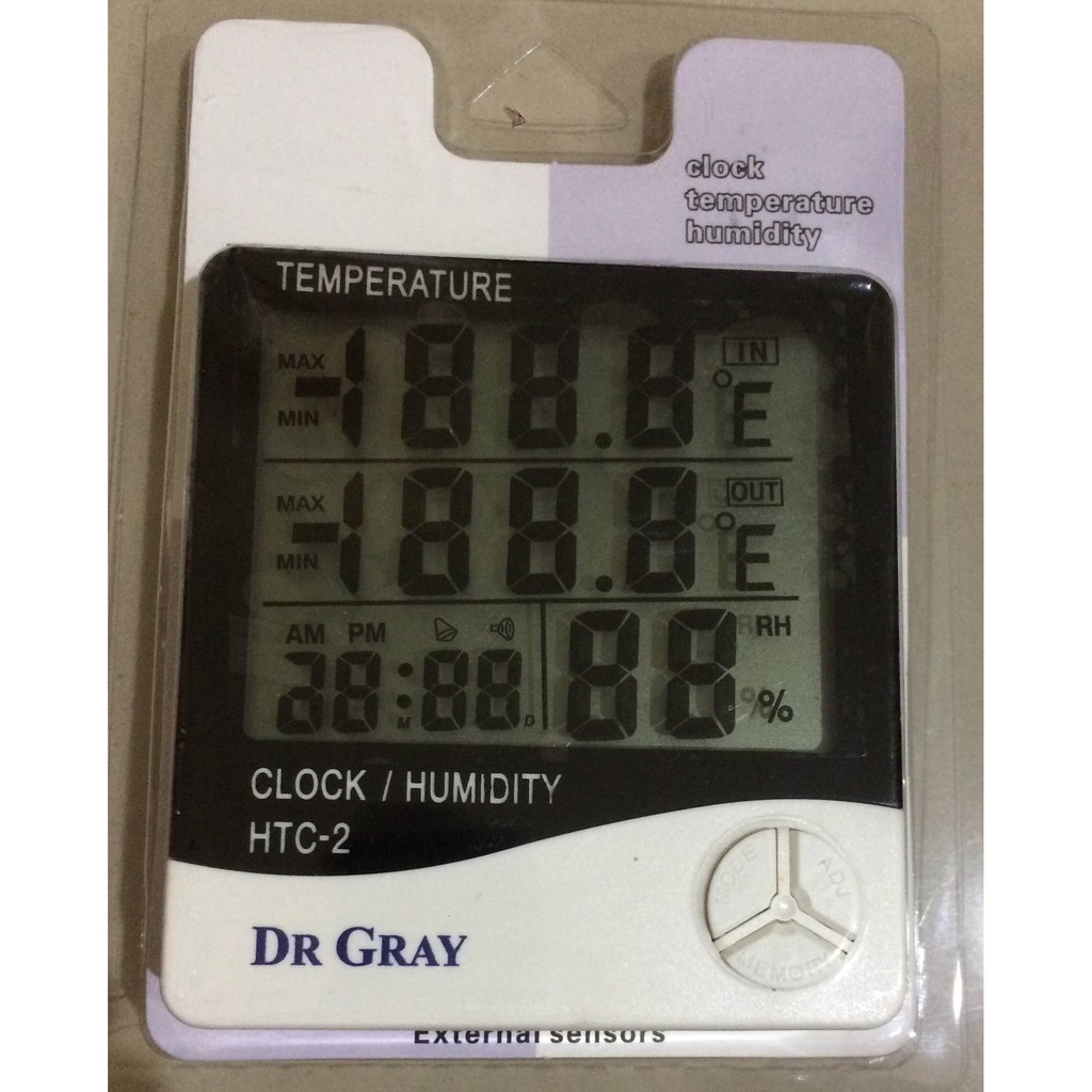 Termometer higrometer suhu ruangan -  Thermometer Higrometer temperature indoor outdoor HTC-2 DR GRAY