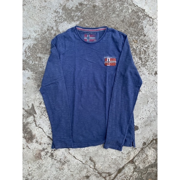 Napapijri longsleeve Logo patch tee navy
