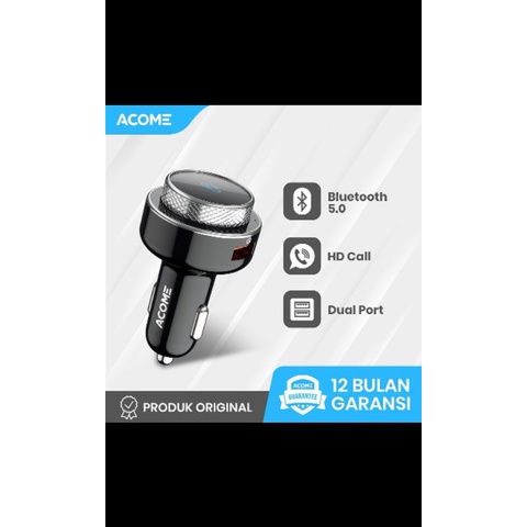 Acome ACC04 Car Charger Bluetooth 5.0 Dual Port Fast Charging 18W ORIGINAL