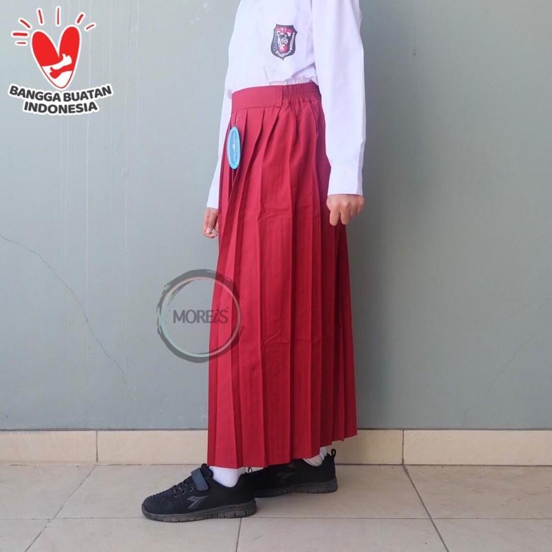 Seragam Rok Remple/Rempel SD Panjang Merah Bahan Famatex