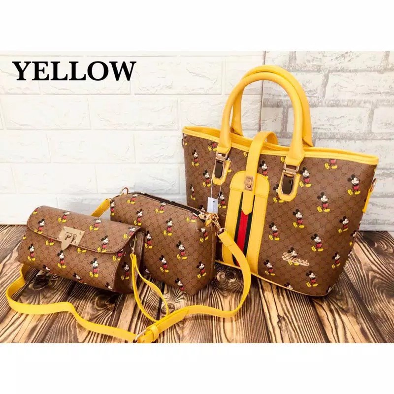 Totebag Gucci Mickey set 3in1 / Tas Tote Mickey Wanita Impor