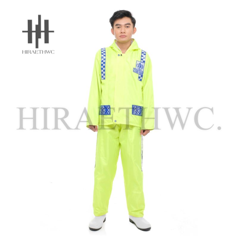 JAS HUJAN  SECURITY STELAN RAINCOAT SATPAM POLISI POLRI BAHAN WATERPROF ANTI AIR BAJU CELANA