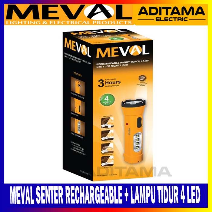 MEVAL SENTER LED RECHARGEABLE + LAMPU TIDUR 4 LED