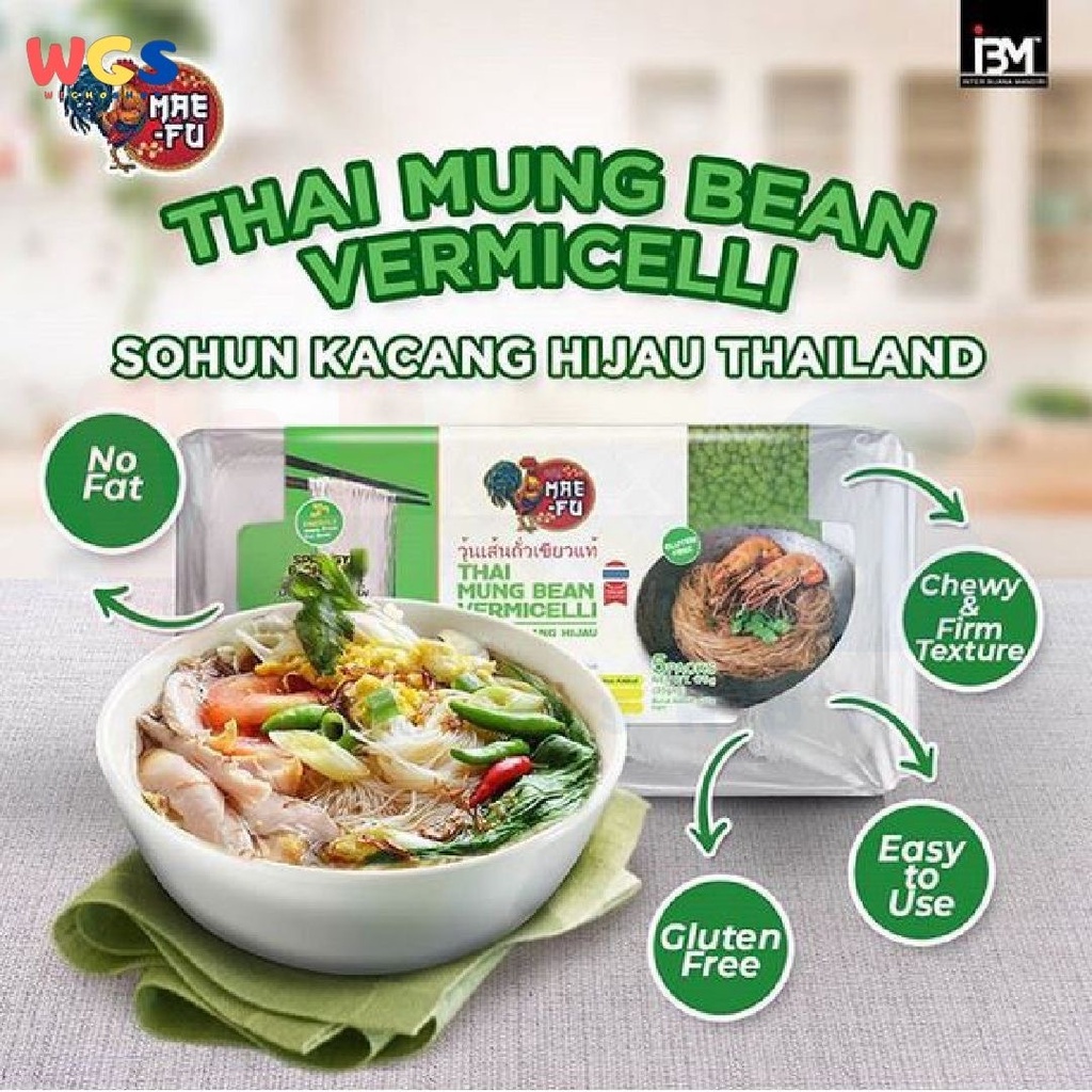 Mae Fu Thai Mung Bean Vermicelli Premium Gluten Free 5 x 35g - Bihun Sohun