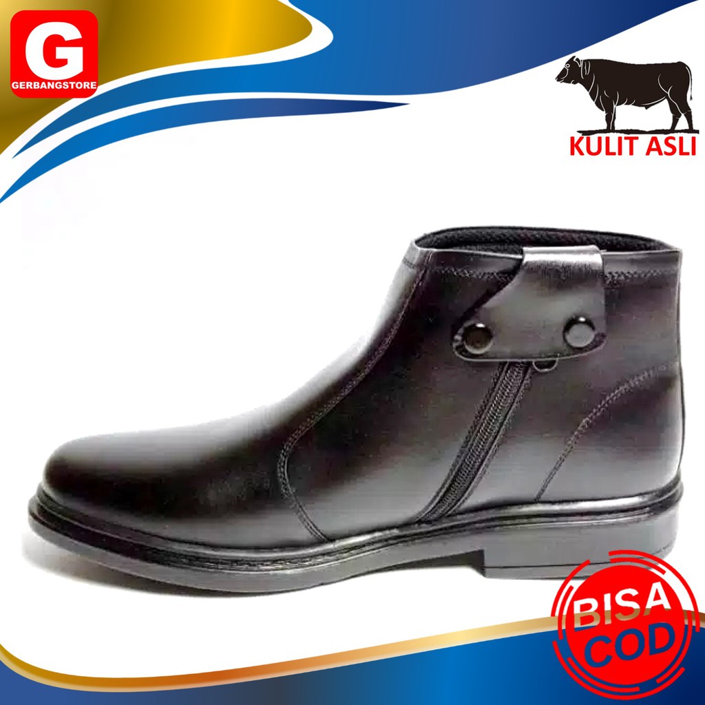 Sepatu PDH Resleting Pria Kulit Asli Sapi Kantor Dinas Sekolah Resmi Formal Big Size 38 sampai 47 ko