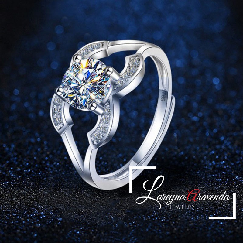 Cincin Silver S925 Kristal Model Double C Diamond CC026