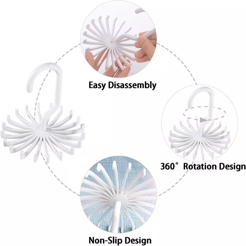 Gantungan 20 kait model putar dasi syal tas sepatu/Hanger 20 hook serbaguna