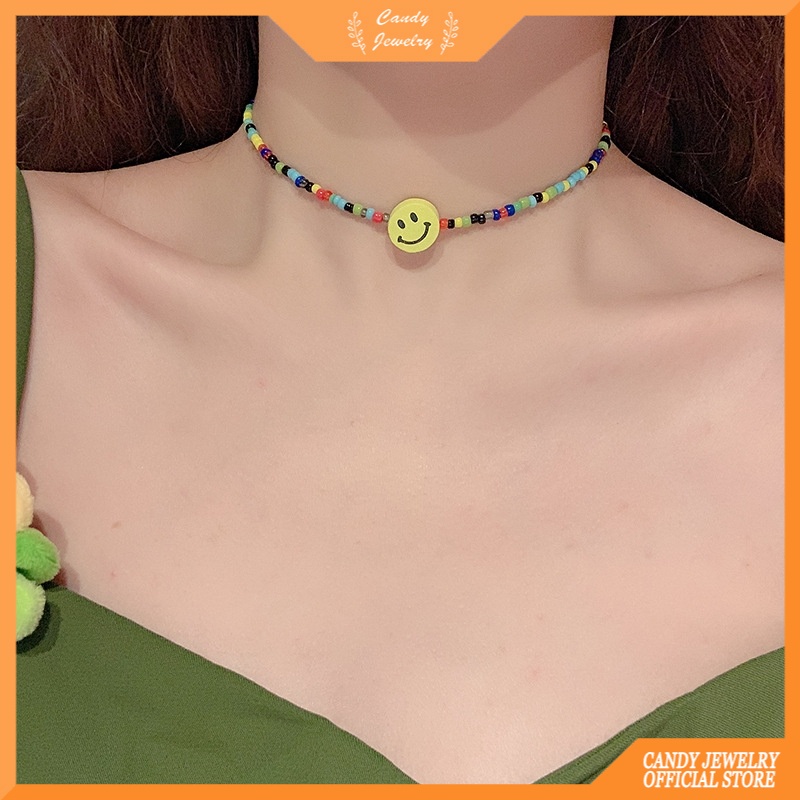 Kalung Rantai Dengan Manik-Manik Warna-Warni Gaya Bohemian Untuk Wanita